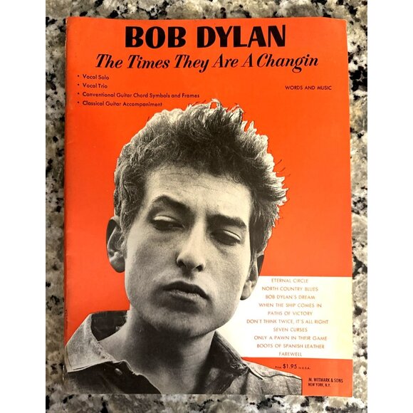 Sheet Music BOB DYLAN The Times They Are A Changin 1963 Lyrics Original Songbook - Picture 1 of 5